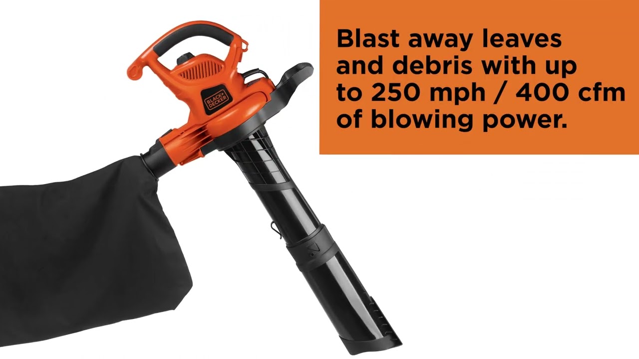 Black & Decker BV6000 120V 12 Amp 2 Speed High Performance Corded Blower- Vacuum-Mulcher