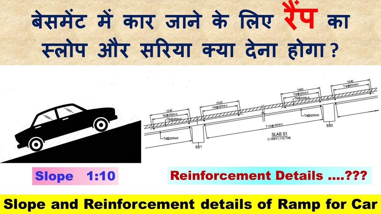 Slope And Reinforcement Details Of Ramp For Car Slope And Reinforcement Details Of Ramp For Car