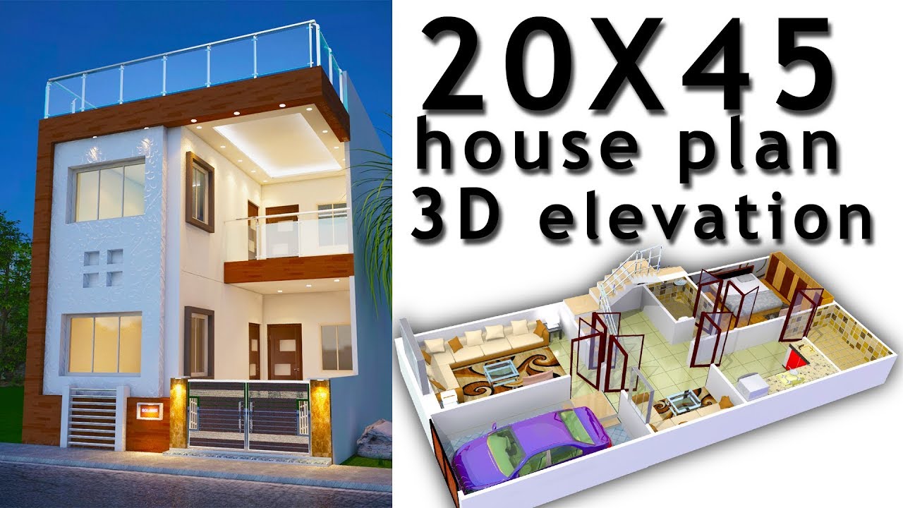 20x45 House Plan With 3d Elevation Gaines Ville Fine Arts