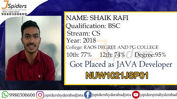 Congratulations Shaik Rafi for getting placed as a Java Developer !