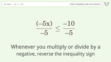 Solving Linear Inequalities: -5x is Greater Than or Equal to -10