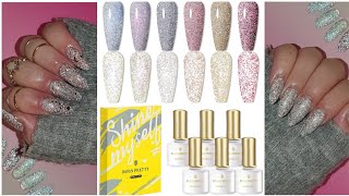 Trying out Born Pretty&#39;s reflective glitter gel polish! short custom press ons, DIY nails
