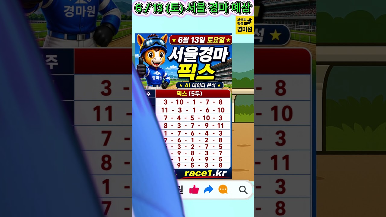 6/13 (토) "경마 원  분석한 필승 마번공개!" #경마예상 #이벤트