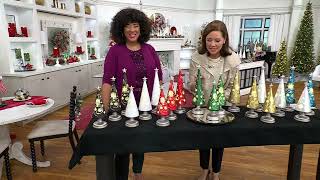Set of 3 Illuminated Swirling Snow Trees by Valerie on QVC