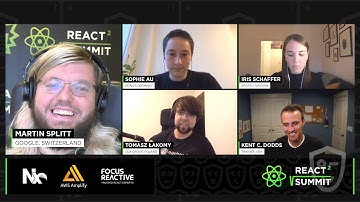 Panel Discussion on Testing: Tomasz Łakomy, Iris Schaffer, Kent C. Dodds, Sophie Au