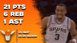 Keldon Johnson 21 Points Vs Heat Full Highlights 3232026
