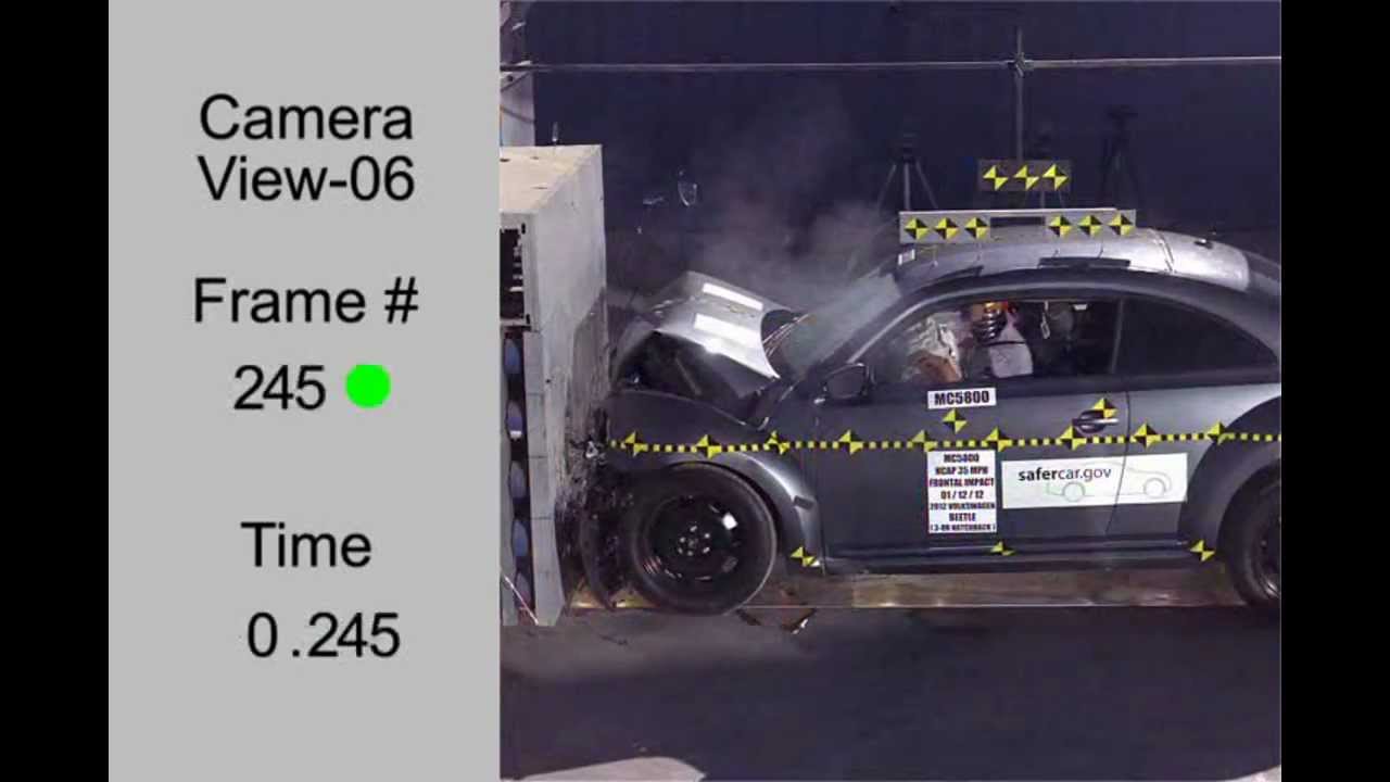 collision detection VW Beetle | 2012 | Frontal Crash Test | NHTSA Hi Speed Cam | CrashNet1
