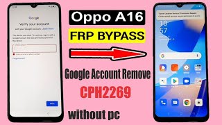 Oppo A16 FRP Bypass Android 11 | Oppo A16 (CPH2269) Google Account Remove Latest Security 2023