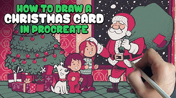 How to Draw a Christmas Greeting Card in Procreate with Stippling and Patterns