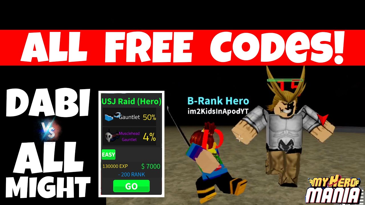 FREE CODES] USJ Hero Raid! Dabi vs All Might! Musclehead Gauntlet Quest! My  Hero Mania, ROBLOX