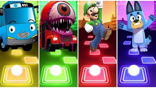 Tayo The Little Bus Red Bus Eater Luigi Mario Bluey Heeler Coffin Dance - Who The Best?
