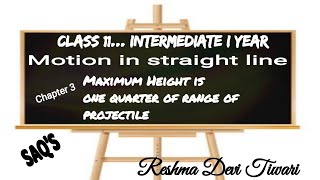 Show That Maximum Heightone Quarter Of Range Of Projectile