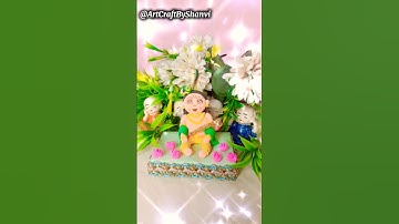 DIY Kanha Clay Art | Krishna idol by super clay 🤗😍 #krishna #art #shorts #viral #youtubeshorts