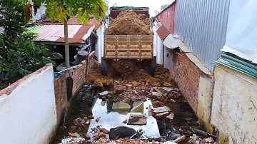 First Start New PROJECT!! START Landfill FLOODED AREA By EXPERT Skill DOZER Driver & 5Ton Dump Truck