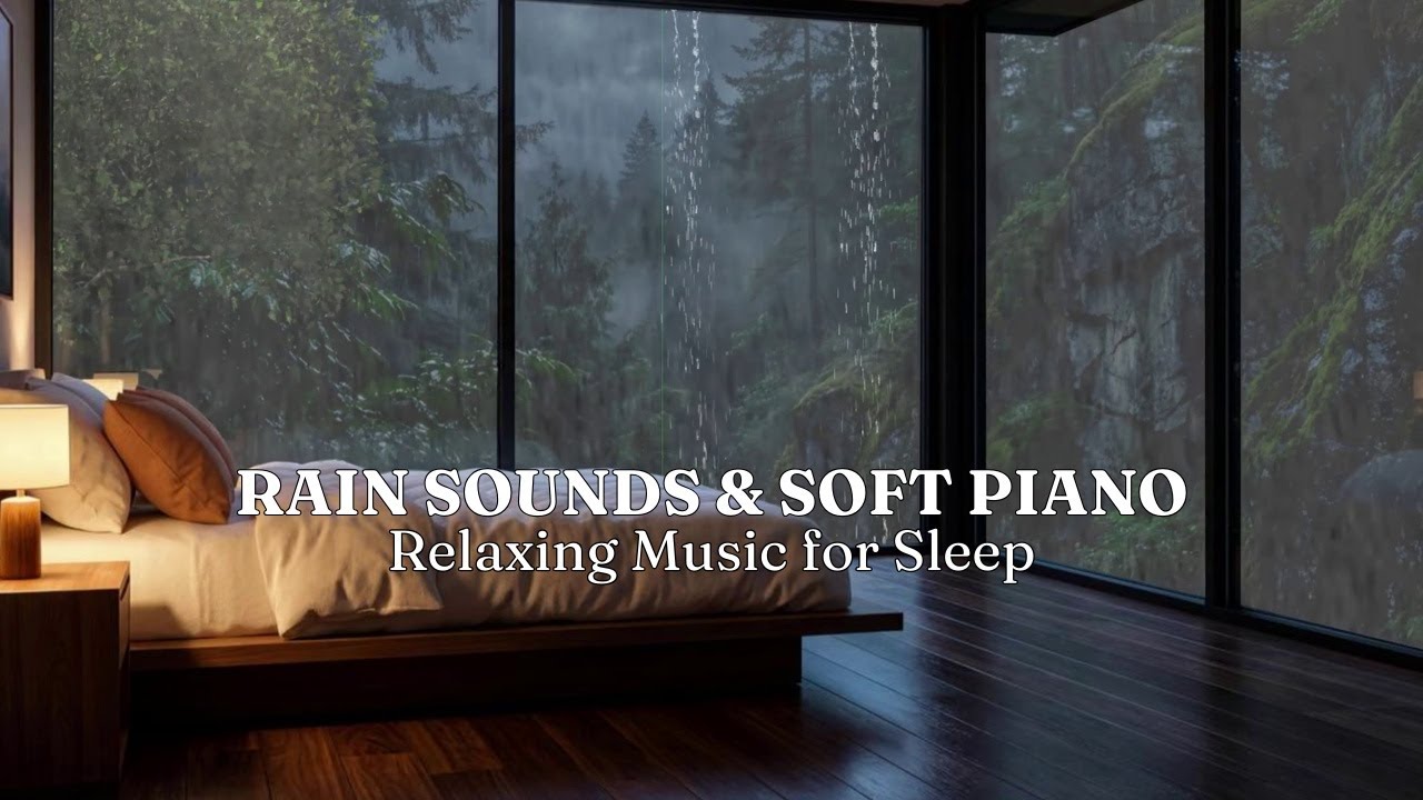 Relaxing Sleep Music & Insomnia - Stress Relief with Warm Bedroom 🎶 Peaceful Piano with Rain Sounds