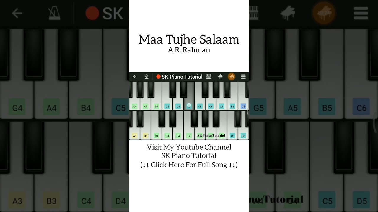 Maa Tujhe Salaam (Piano Tutorial) 