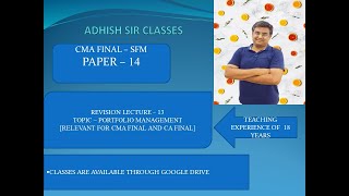 LECTURE 13 - PORTFOLIO MANAGEMENT [CMA FINAL AND CA FINAL]