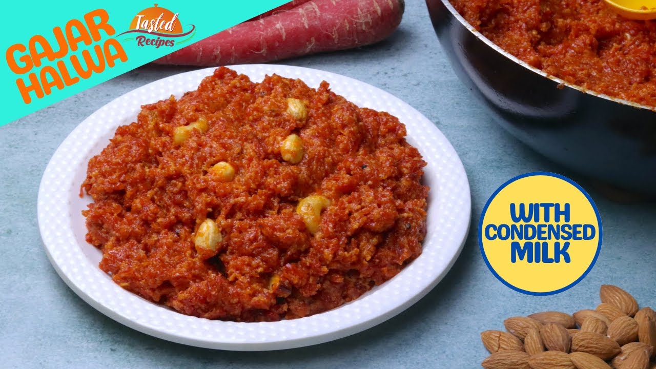 Instant Gajar Ka Halwa With Condensed Milk | Easy Carrot Halwa Recipe | Tasted Recipes