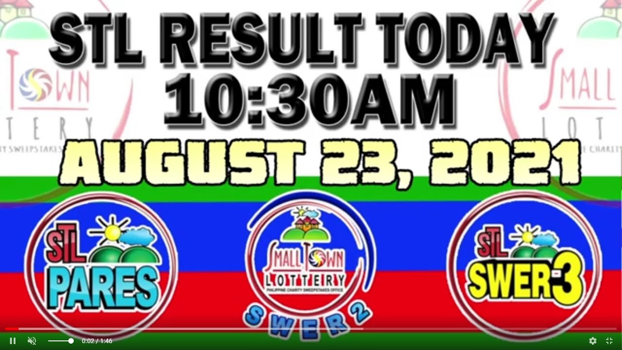 10:30AM STL RESULT TODAY AUGUST 23, 2021 STL PARES STL SWER2 STL SWER3 | LOTTO RESULT WINNING NUMBER