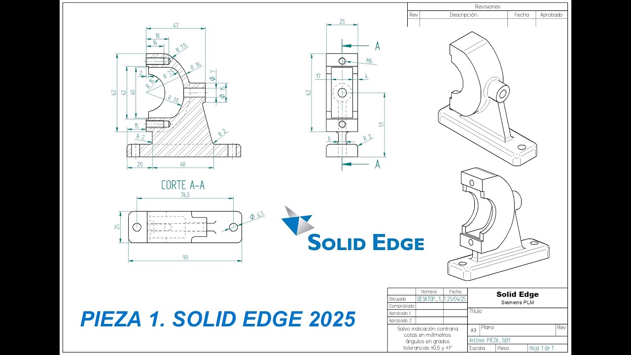 Tutorial SOLID EDGE 2025 [Pieza 1 PASO A PASO] - YouTube