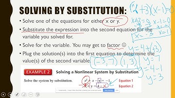 3.5 Notes:  Solving Nonlinear Systems of Equations using Substitution
