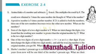 8th class maths |chapter 2|Linear equations in one variable| Exercise 2.4 |Q no 1,2&3 part 1