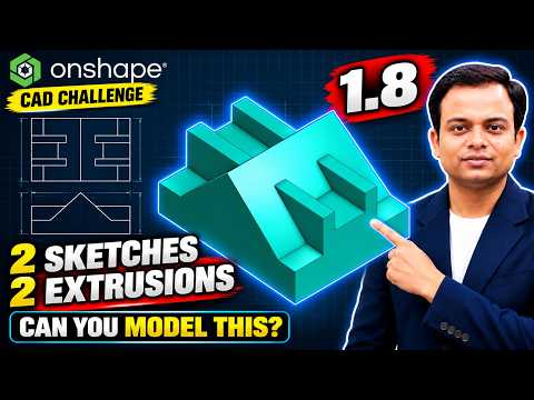 Onshape CAD Challenge 1.8 | Model This Part with Just 2 Sketches