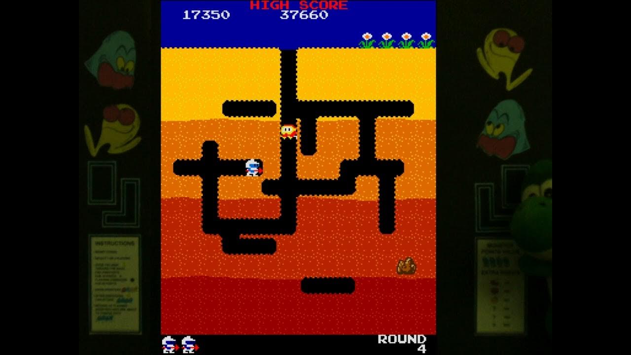 Arcade VS Console Dig Dug. Classic arcade gameplay versus home