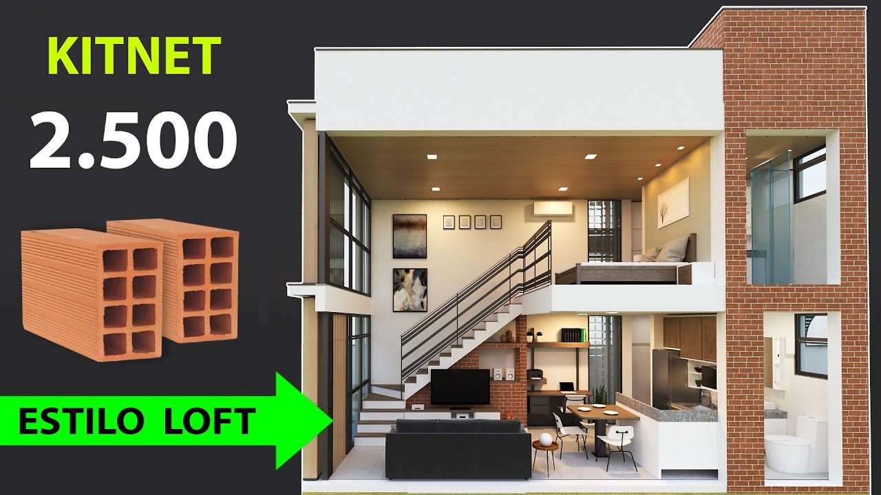 Como Fazer KITNET MEZANINO + MURO com 2.500 TIJOLOS ( TERRENO 5x20 )