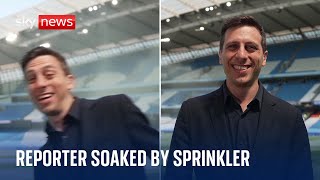 Premier League final-day: City making a dash for the title as reporter dashes away from sprinkler