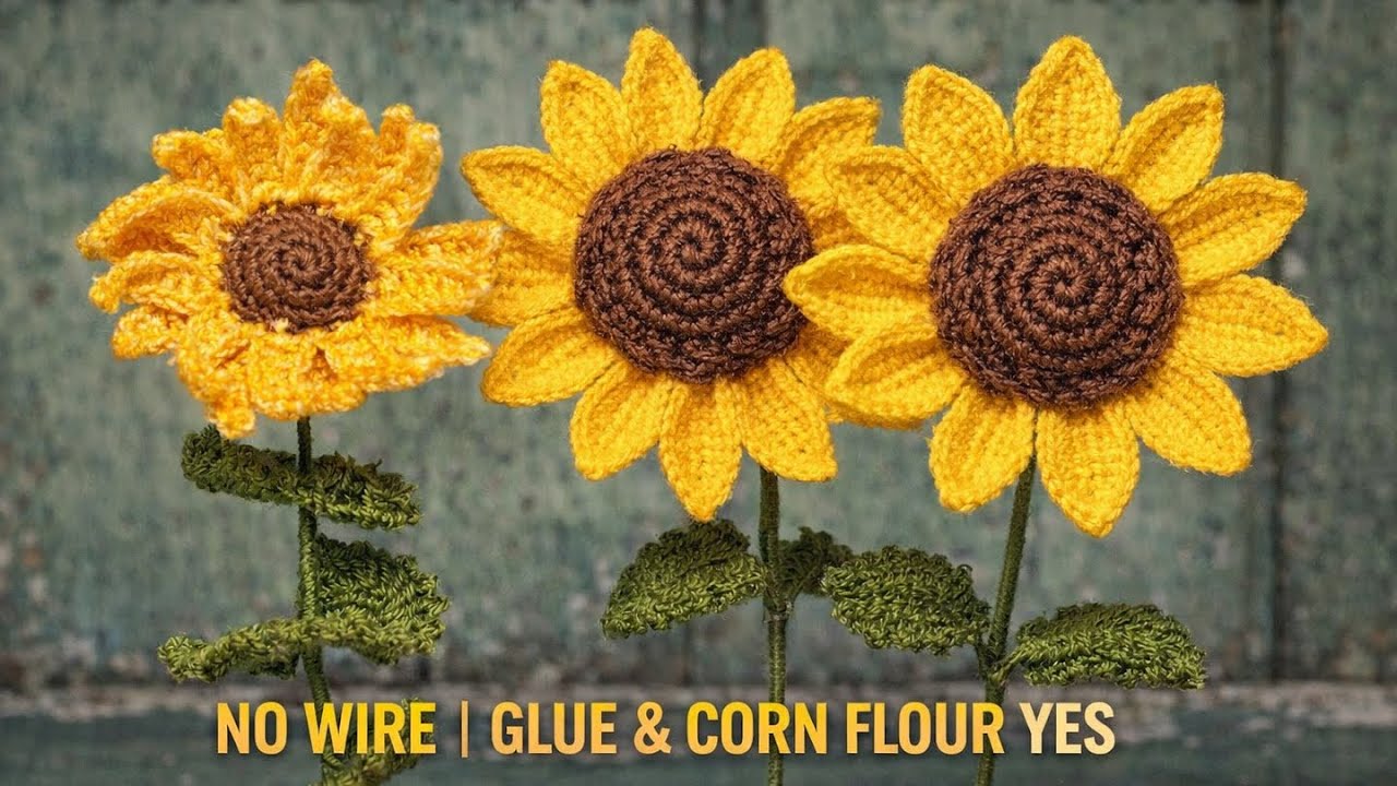 No Wire Crochet Sunflower Tutorial | Easy & Beginner Friendly❤️