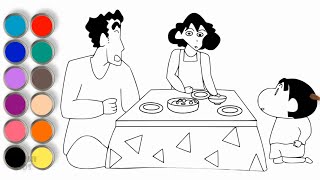 How to draw Shinchan and family ♥ Coloring Pages For Kids ♥ screenshot 4