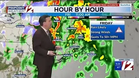 WPRI 12 Weather Forecast 12/18/25 Rain, Strong Wind Gusts Friday