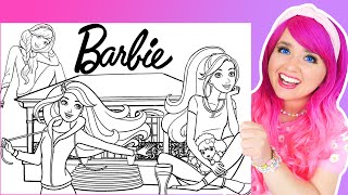 Coloring Barbie & Her Dreamhouse Mansion GIANT Coloring Pages | Crayons & Pencils