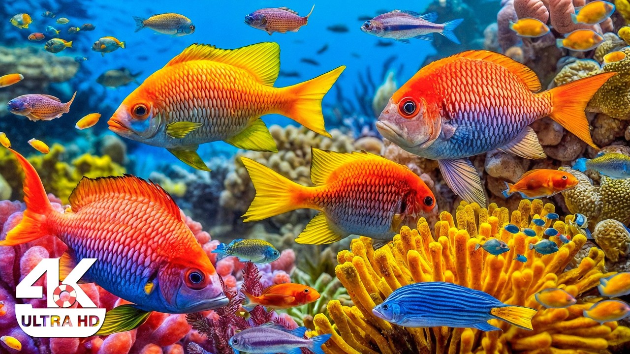 4K Undersea Wonders – Radiant Blue Sea Creatures & Tranquil Ocean Soundscape for Sleep