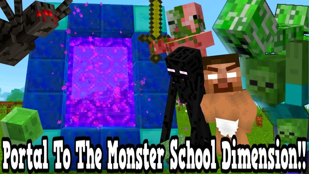 Minecraft How To Make A Portal To The Monster School Dimension Monster School Dimension Showcase Youtube