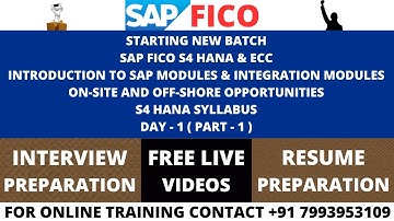 STARTING NEW BATCH SAP FICO S4 HANA & ECC, DAY - 1 FOR REAL-TIME PROJECT TRAINING CONTACT 7993953109