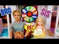 Barbie Chelsea & Ken Game - Sister Vs Brother Mystery Wheel of Cake