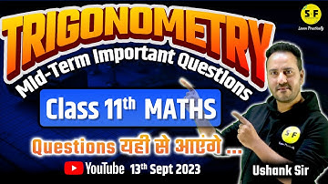 Trigonometry Class 11th Live | Trigonometry Concept & Important Questions | By Ushank Sir