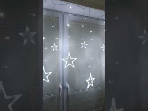 LED гірлянда штора Зірка біла 138LED 3*0,7м Lebron 15-18-90 9W 220V IP20 на 8 режимів світлодіодна новорічна, відео 1