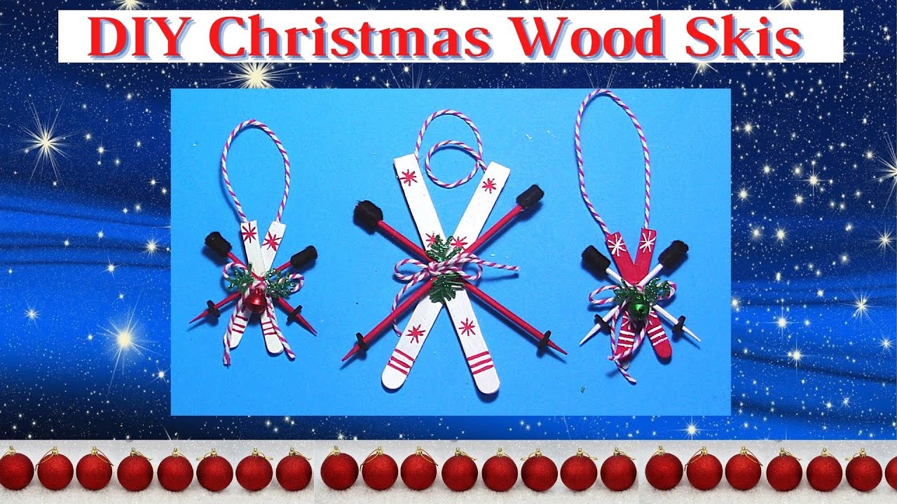 How to Make a Miniature Skis with Poles Ornament  Christmas ornaments,  Christmas ornament crafts, Diy christmas ornaments