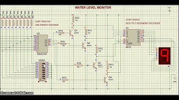 Proteus - IC 74HC147E + IC 4511 - Water Level Circuit