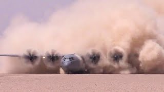 C-130J Makes SPECTACULAR Dust Storm During Landing/Takeoff – USAF Special Ops Prep Dirt Runway