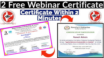 2 Free Webinar Certificate | Free Certificate | Government Universities Webinar Certificate