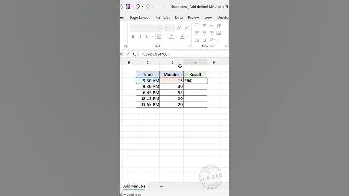 Excel Formula to Add Minutes to Time #excelshorts