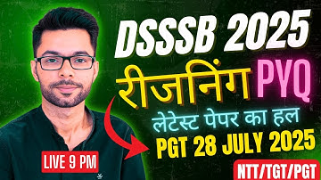 DSSSB Reasoning Class 6🔴 Master DSSSB 2025 Reasoning: Tips, Tricks & PYQs |  DSSSB-TGT/PGT/NTT EXAM