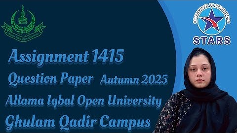 1415 Assignment Question Paper | Allama Iqbal Open University Autumn Semester 2025