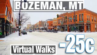 Bozeman Montana Dangerous Cold Virtual Walk  City Walks Montana Walking Tour & Treadmill Scenery