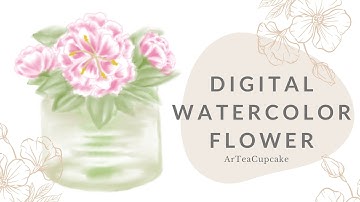 Easy to Follow Tutorial Pink Peonies Flower Digital Watercolor Painting | Autodesk Sketchbook