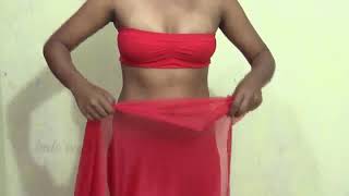 Saree Wearing Without Blouse - Looking Hot Sexy